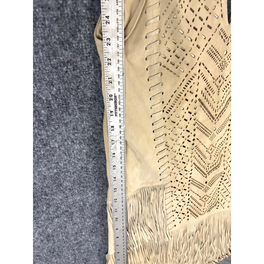 Parker Suede Fringe Dress XS Tan Laser Cut Western Boho Festival